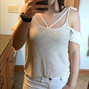 American Eagle Cream Off the Shoulder Top